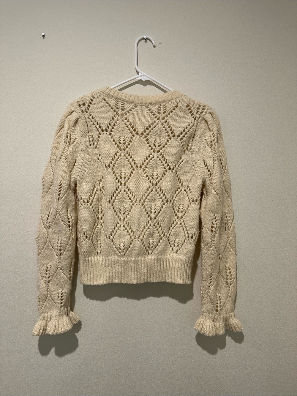 ASTR Anthropologie Cream Openwork Knit Button-Front Cardigan - Picture 5 of 10